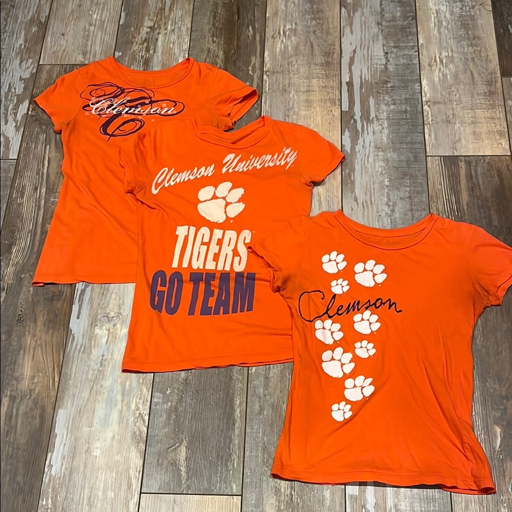 Three women’s Clemson Tee Shirts